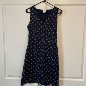 Sleeveless navy sunflower printed dress
